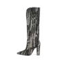 2022 Bottes Femme Ladies Autumn Winter V Neck Boots Pointy Toe Chunky Heels Stylish Long Boots Women Denim Knee High Boots