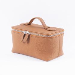 OEM Bolsa De Maquillaje Small Custom Quality Genuine Leather Beauty Case Make Up Travel Cosmetic Boxes Zipper Wash Toiletry Bags