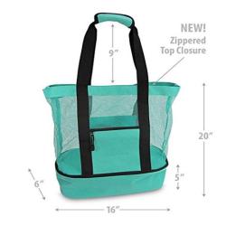 Summer Vacation Beach Waterproof Food Drink Storage Bags Double Layer Mesh Tote Beach Bag Thermal Insulation Cooler Bag