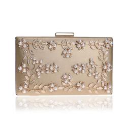 Factory direct wholesale brand new evening clutch bags PU fabric handmade metal floriation clutches for women party prom banquet