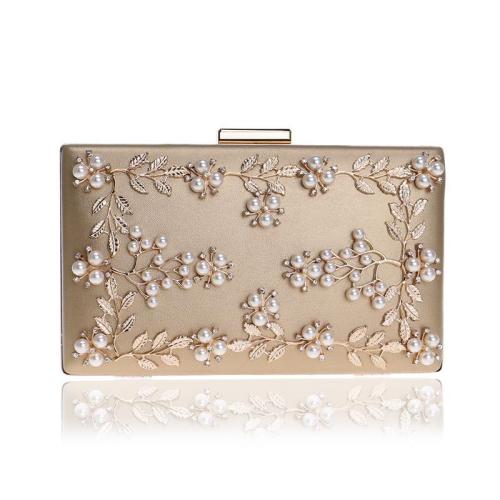 Factory direct wholesale brand new evening clutch bags PU fabric handmade metal floriation clutches for women party prom banquet