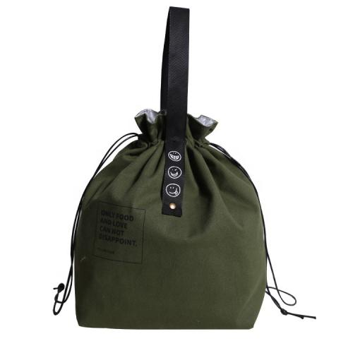 Bento bag Nordic Simple Ins Bundle Mouth Alphabet Webbing Thermal Insulation Meal Bag Canvas Portable Lunch Box