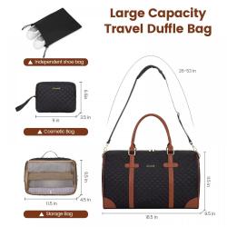 LOVEVOOK 21 in Weekender Bag with Toiletry pouch 3pc Overnight Bag with Shoe Quilted Gym duffle Wet Pocket Travel Duffle bag