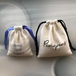 Custom Logo Embroidery Cotton Dust Bag with Linen Structure Recyclable Drawstring Pouch for Jewelry Packaging