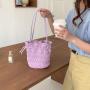 New Drawstring PU Soft Leather Pleated Bag Ladies Large Capacity Trendy Women's Bucket Bags Shoulder Bag for Women