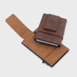 Aluminum Alloy Card Holder Rfid Leather Wallet Magnetic Money Clip Leather Aluminum metal wallets