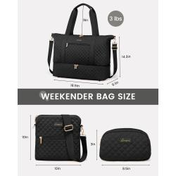 LOVEVOOK 3pc/set Weekender Duffle Bag with Shoe Compartment Gym Bag with Makeup Pouch Carry on Women's Travel Duffel Bag