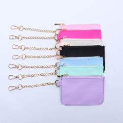 Candy Color Nylon Mini Waterproof Personalized Glitter Patches Custom Women Girls Portable Cute Keychain Wallet Coin Purse