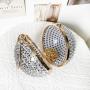 Hot selling rhinestone round bags diamond crystal bags evening clutch bag metal ball chain party women handbags
