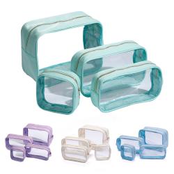 Keymay 5 Colors Summer Fashion Portable Pvc Travel Wash Toiletry Bag Waterproof Plastic Cosmetic Makeup Bag Clear