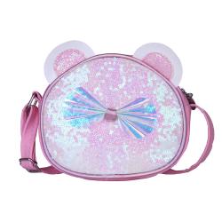Fashion Cartoon Cute Kids Small Handbag Purse Wholesale Glitter PU Leather Girls Crossbody Bag with Bow