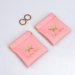 Wholesale Small Pink Pu Leather Gift Packaging Bag Jewelry Pouch With Magnet Mini Leather Necklace Jewelry Bag