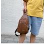 HR610 Hot Selling Man's Chest Bag PU Retro Earphone Hole Outdoor Shoulder Bag Travel Business Waterproof Crossbody Waist Bag
