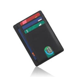 Leather Card Holder Men's Slim Card Holder Wallet RFID Blocking Leather Card Holder