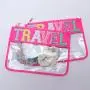 Customize Logo Stick Letter Patches Multi Colors Metal Zipper Lightweight Portable Women Transparent PVC Clear Travel Pouches