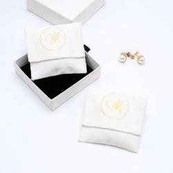 Custom Jewelry Bag Mini Brush Canvas Dust Jewelry Pouch Small Luxury Flap Envelope Pouch For Necklace