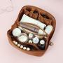Custom Logo large capacity pu leather quilted makeup bag travelling storage cosmetic pouch bag for women girls