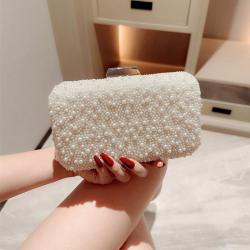 evening bag 2024 Popular Bridal Pearl Bags For Women Bridal Clutches Pearl Beading Wedding Party Purse Trendy Designer Chain Shoulder Handbag