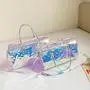 Custom Logo Stylish Laser Jelly Gym Yoga Luggage Handbag Transparent Pvc Holographic Travel Duffel Bag