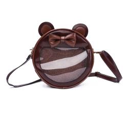Factory customized bear ears designer ita bag lovely bow itabag with glitter PVC window custom animal ita bag