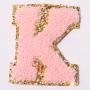 Stock Pink Multi Color A-Z Alphabet Embroidery Patch For Clothing Bag Upgrade Self Adhesive Cute Gold Glitter Chenille Patches