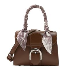 2024 Custom Luxury Vegan Leather Handbag For Ladies Women With Buckle Scarf