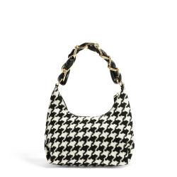 Wholesale Woven Fabric Houndstooth Women Handbag Tweed Fabric Oem Purses And Handbags