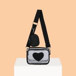 Custom waist pack transparent window PVC handbag portable decorative zipper one shoulder niche design plus logo