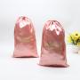 Custom Gold Logo Satin Drawstring Dust Bag Shoes Packaging Fashion Style Women Satin Dance Shoes Pouch