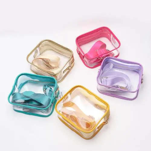 Special Hot Selling Waterproof Lightweight Gold Crossbody Bag Women Transparent Bag Zipper Pvc Transparent Bag