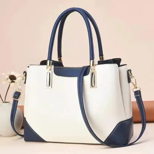 New Arrival contrast color handbag pu leather women purse elegant bags for women