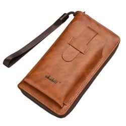 ZR865 New Fashion Long Slim Men's Wallet PU Retro Simple Handheld ID Card Bag Youth Leisure Phone Multi functional One Piece Bag
