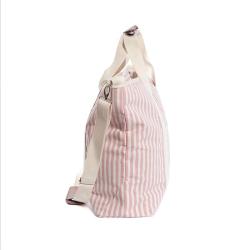 B&PCo staple canvas Farmers Market NAVY STRIPE COOLER TOTE BAG with Custom Printed Waterproof Vinyl linings LeatherHandles