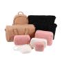Wholesale Custom Portable Makeup Bags Durable Multi-function Sherpa Zippered Bag Toiletry Teddy Large Cosmetic Bag For Women