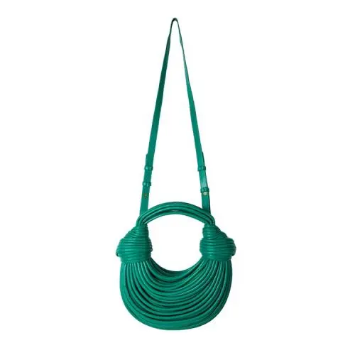 2024 Fashion Trendy Golden And Silver Luxury Noodles Bag With Double Knot And Removable Strap Bag