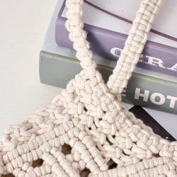 Solid Color Cotton Rope Hand Woven Women'S Handbag Artistic Niche Ins Style Hollow Net Vintage Woven Bag