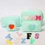 Self-adhesive Chenille Pearl Letter 26 Full Alphabets Vowel Monogram Rainbow Flight Patch Glitter Embroidery Chenille Patches