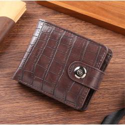New style wallet, men's short money clip multi-card slot, retro crocodile pattern, fashionable horizontal soft leather wallet
