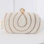 Vintage Ladies Pearl Evening Bag Handmade Bead Embroidery Clutch Bag Diamond Encrusted Banquet Handbag