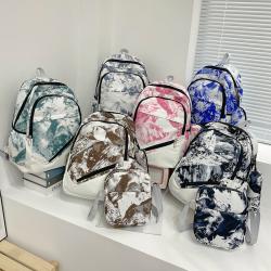2022 New Three-piece Set Nylon Waterproof Zipper Backpack Bolsos Fashion Tie-dye Backpack School Bag for Middle College Students