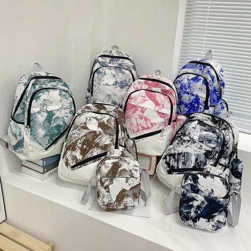 2022 New Three-piece Set Nylon Waterproof Zipper Backpack Bolsos Fashion Tie-dye Backpack School Bag for Middle College Students