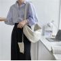 Custom Logo Lady Casual Simple Shoulder Bag With Large Capacity Inclined Straddle Bag Trend Crescent Shaped Canvas Shoulder Bag