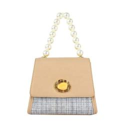 Trendy Design Korean Style Mini Handbag For Women Small Pearl Handle Color Matching Cross Body Handbag