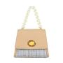 Trendy Design Korean Style Mini Handbag For Women Small Pearl Handle Color Matching Cross Body Handbag