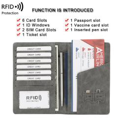 OEW205 PU Leather Travel Passport Holder Cover RFID Passport Holder Cover Wallet Wallet With Card Case Ticket Slot