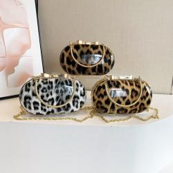 2024 new summer fashion chain shoulder bag ladies handbag pvc retro leopard print handbags unique bags for women