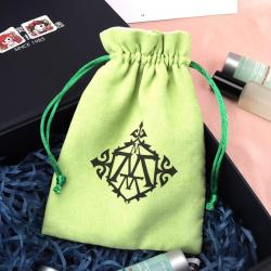 Custom Logo Printed Suede Gift Jewelry Drawstring Bag Luxury Soft Velvet Antique Storage Suede Pouch