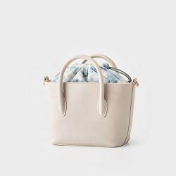 Custom Fashionable Simple and Diagonal Cross Small Women's Bucket Handbags Drawstring Bag