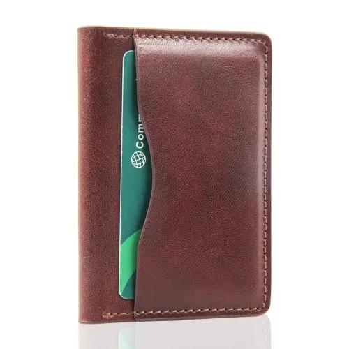 RFID blocking leather card holder bifold wallet credit card holder genuine leather bifold card holder for men