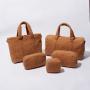 Keymay Stock Large Capacity Fuzzy Fall Carry on Bag Teddy Sherpa Crossbody Bag Plush Luggage Overnight Weekend Duffle Bag Travel